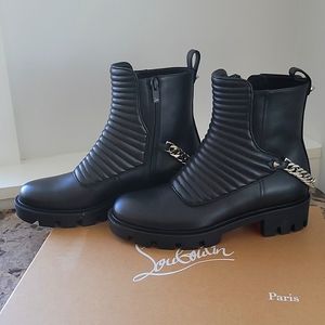 CHRISTIAN LOUBOUTIN Maddic Max chain-embellished quilted leather ankle boots